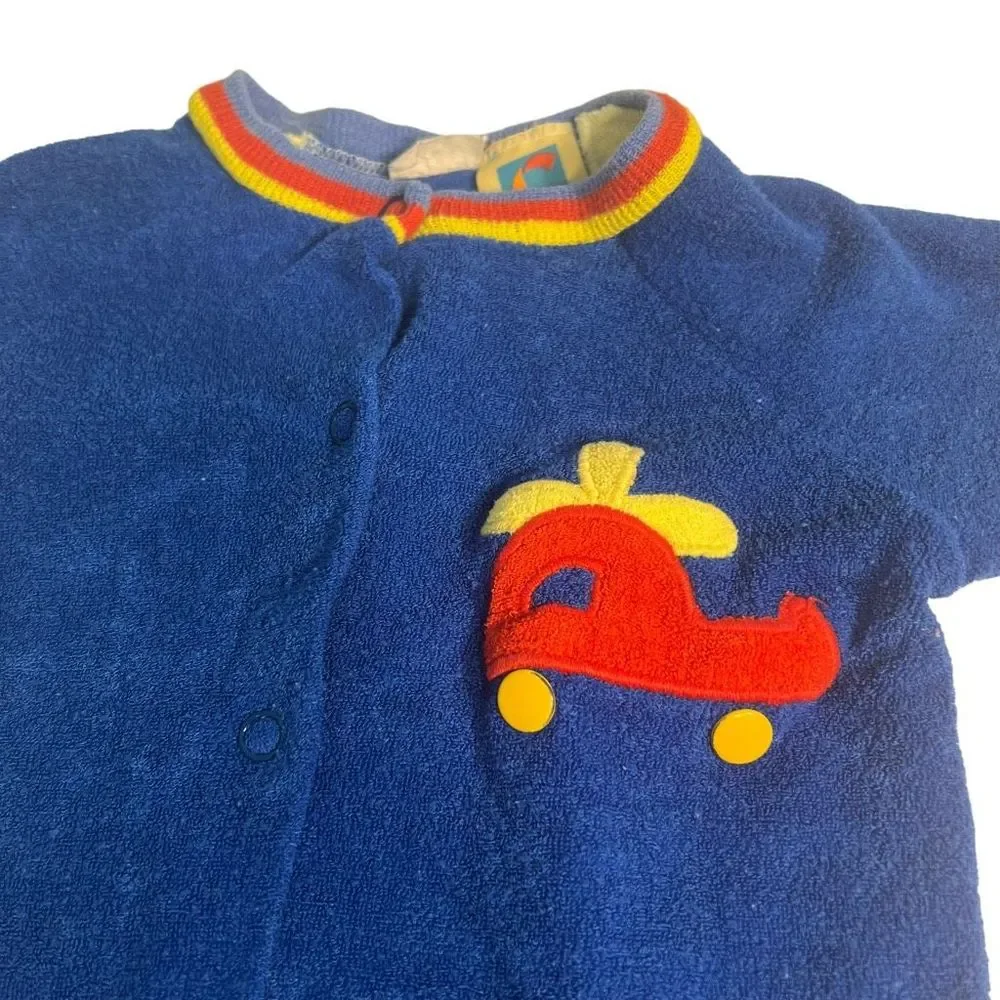 Vintage Carter’s Terry Cloth One Piece Footed‎ Sleeper Romper Sz Med 12-18 Lbs